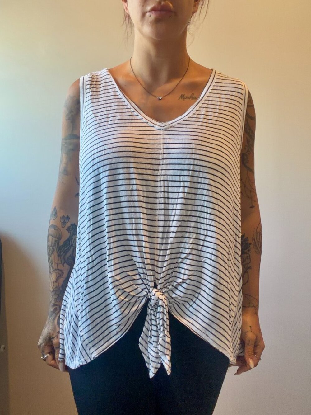 Universal‎ Thread 2X XXL White and Black Striped Tank Top Blouse Women's